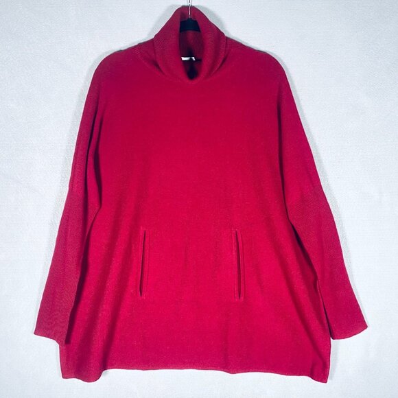 Garnet Hill Cashmere Sweater Womens S Raspberry Red Oversized Pullover Slouchy - Picture 1 of 12